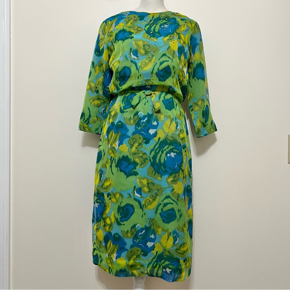 Vintage Jerry Gilden New York Chiffon Floral Dress